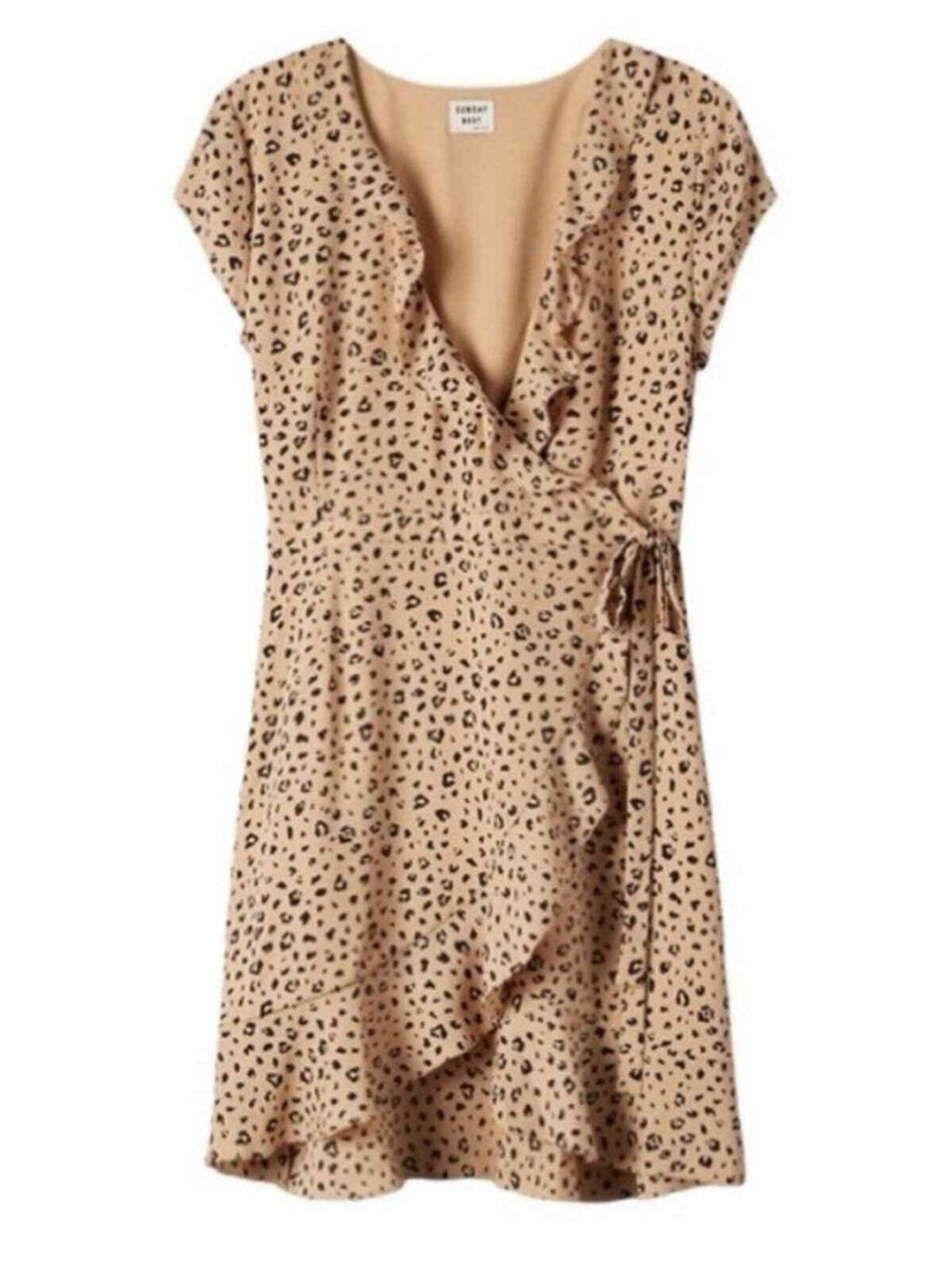 Sunday Best Tan and Black Leopard Tie-Front Dress